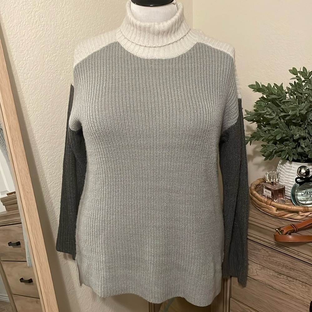 Lane Bryant Color Block Turtleneck-Grey